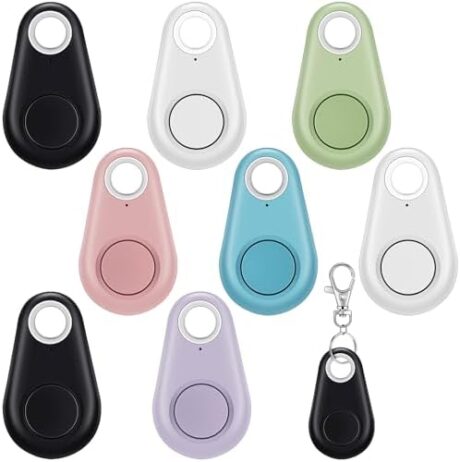 Flutesan 8 Packs Portable GPS Tracking Mobile Tracking Anti Loss Smart Device Key Finder Locator GPS Tracker Device for Pets Dog Cat Wallet Keychain Luggage, Alarm Reminder(Black, White, Colorful)