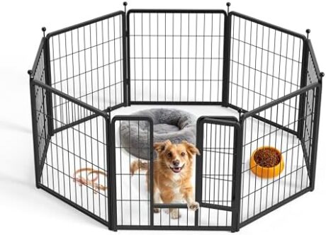 InfiniPower Dog Playpen for Yard, RV, Camping, 24 Inch 8 Panels Play Pen Indoor, Heavy Duty Indoor Outdoor Exercise Dog Pen for Puppies/Small Dogs, Black