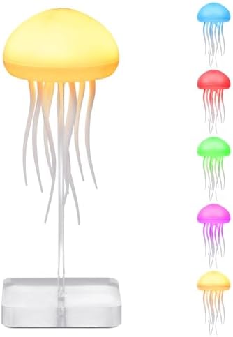 Jellyfish Lamp, Voice Control Jellyfish Lamp with Dancing Legs, RGB Gradient Jellyfish Bedside Lamp, Rechargeable Jellyfish Table Lamp with Touch Sensor, Christmas Gifts (Hanging + Base)