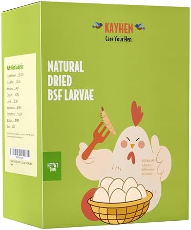 KAYHEN Dried Black Soldier Fly Larvae 10LB Non-GMO BSF Larvae for Chickens More Calcium Than Mealworms High-Protein Chickens Treats for Layer Hens Wild Birds Ducks