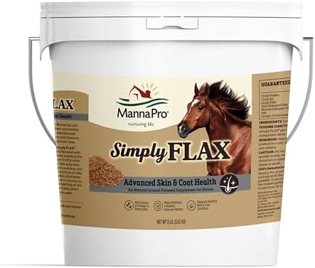 Manna Pro Simply Flax for Horses – Omega-3 Rich Flaxseed Supplement – Supports Coat Health, Joint Function & Immune System – Natural Source of Essential Fatty Acids – Ground Flax – 8 lb Bag