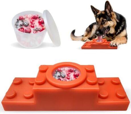 Non-Slip Frozen Dog Treat Holder - Frozen Treat Dispensing Dog Toy with Reusable Cup & Lid - Dogs Chew Toy for Small Medium Large Dogs, Easy to Clean Less Mess and Keep Your House Cleaning