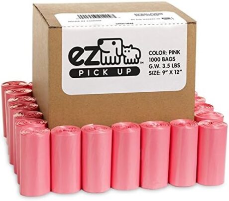 Pink Poop Bags - 1000 Count Dog Waste Bag, Cat Litter, EZ Pick Up Puppy Waste Disposal, 9"x12" Large