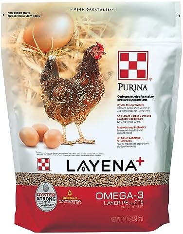 Purina Layena+ | Nutritionally Complete Layer Hen Feed | Omega 3 Formula - 10 Pound (10 lb) Bag