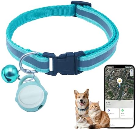 Silicone Bell Cat Tracker, Locator for Pets Only iOS, Location Tracking Collar for iOS, Works Worldwide with Any Collar, No Other Fees, Huthur Tag, (Lake Green)