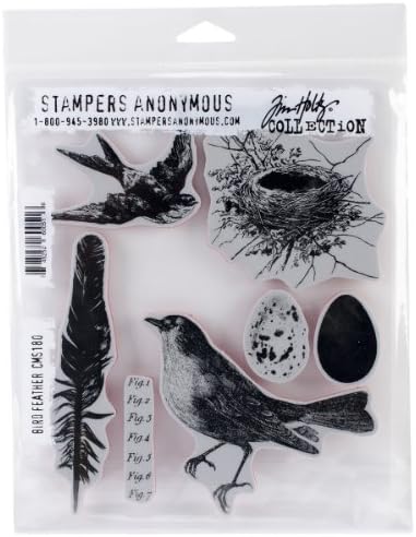 Stampers Anonymous Tim Holtz Cling Rubber Stamp Set, 7-Inch by 8.5-Inch, Bird Feather