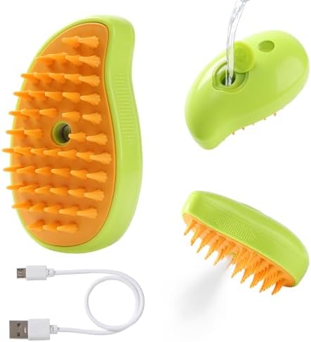 Steam Brush for Cats Shedding, 3 in 1 Steamy Water Pet Hair Removal Comb with Steamer, Spritz Comb for Dog, Indoor Cat Spray Mist Grooming Defur Brush, Cepillo Vapor Gato Perro, Steaming Cleaning Spa