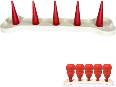 Stuffing Freezer Holder, Stuffable Dog Toy Stand, Dog Chew Holder, Compatible with Kong Small, Medium, Large, Designed for fillable Dog chew Toys, Dog Frozen Treat Holder (White & Red)