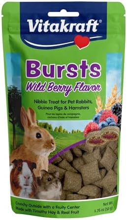Vitakraft Bursts Small Animal Treats - Wild Berry Snacks - for Rabbits, Guinea Pigs, and Hamsters 1.76 Ounce (Pack of 1)