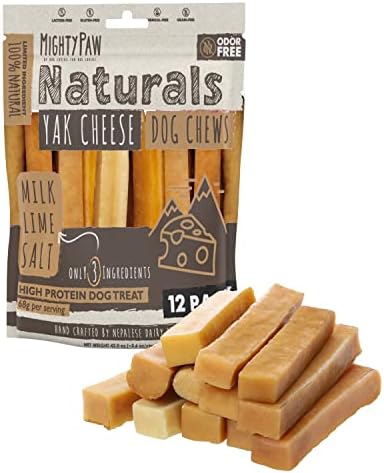 Mighty Paw Yak Cheese Chews for Dogs | All-Natural Long Lasting Treats. Odorless and Great for Oral Health. Limited-Ingredient Chews for Puppies & Power-Chewers (Large, 12 Pack)1 Count (Pack of 1)