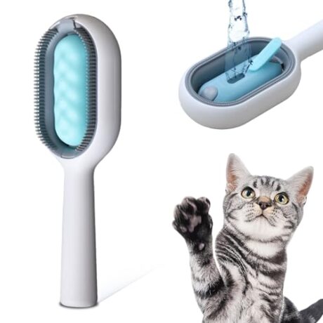 3-in-1 Pet Grooming Tool: Wet Brush with Water Tank, Hair Removal Comb, and Sticky Brush for Cats (Towels Not Included)