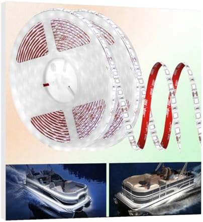 50FT LED Boat Lights, 12V Waterproof White Marine Pontoon Led Strip Light, Boat Deck Interior Light, Boats Accessories, Under Gunnel Lighting, Night Fishing Lighting for Pontoon Fishing Bass Boats