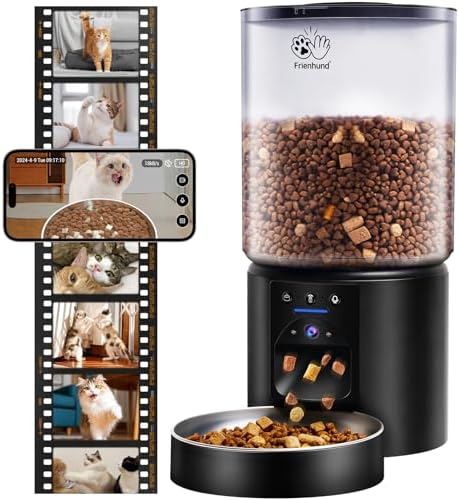 5L Automatic Cat Feeder with 2K HD Camera: 5G WiFi Automatic Dog Feeder with Night Vision,Cat Food Dispenser with Freshness for Multiple Pets,Detachable for Easy Clean-21 Cup (Sealed Outlet)