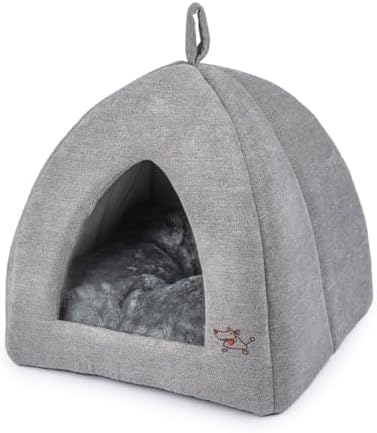 Best Pet Supplies Dog House Bed Crate Mat Tent Indoor Round Soft Plush for Small, Medium, and Large Breeds - Gray, 20 x 20 x H:22"