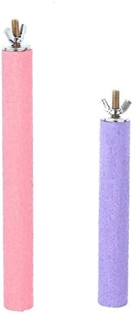 Bird Cage Perch Parrot Sand-Surface Stand 2Pack Grinding Wood Stick Platform Molar Toy Branch for Macaw African Greys Budgies Cockatoo Parakeet Cockatiel Conure Lovebirds