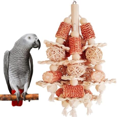 Bird Toys, Natural Corn Stick Parrot Toys Hanging in Bird Cages，for Small and Medium-Sized Macaws,African Grey,Cockatoos,Cockatiel,Sun Conure，Amazon Parrots