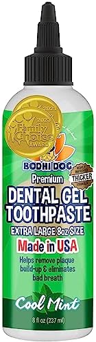 Bodhi Dog Pet Dental Gel - Toothpaste for Dogs & Cats - Plaque Remover & Breath Freshener - Thicker Formula - Safe & Non-Toxic - Helps Prevent Tartar Build-Up - Made in USA (8 Fl Oz)