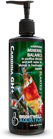 Brightwell Aquatics Caridina GH+ Mineral Supplement Restores Calcium Magnesium Potassium Sodium in Soft RO/DI Water for Shrimp Breeding and Plant Health, 125 ml