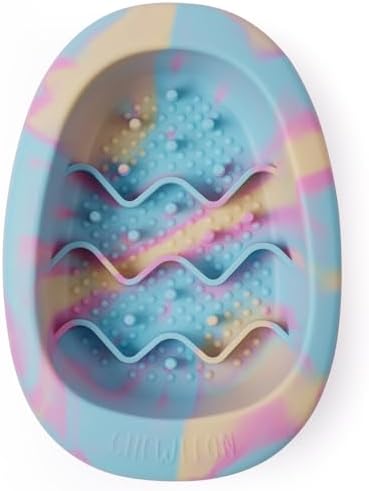 CHEWFFON Interactive Dog&Cat Lick Mat Bowls, BPA-Free Silicone Dog Slow Feeder Bowl with Suction Cups, Non Slip Food Bowl for Dogs and Cats, Reduces Boredom and Anxiety, Dishwasher Safe, Rainbow Small