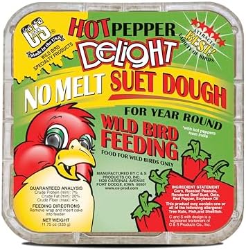 C&S Hot Pepper Delight No Melt Suet Dough 11.75 Ounces, 8 Pack