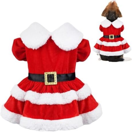 Dog Christmas Dress Dog Christmas Outfit Santa Costume Holiday Outfit Christmas Dresses for Small Medium Dogs (Christmas Dress, X-Large)