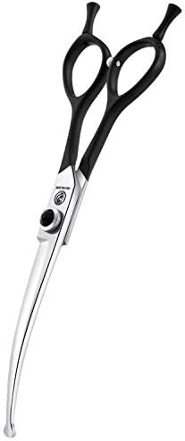 Dragon Creek 6.5" Downward Curved Dog Grooming Scissors Shears for Grooming Face and Paws Safety Round Tips Shears Trimming Cutting Scissors for Dog Cat Pet Black
