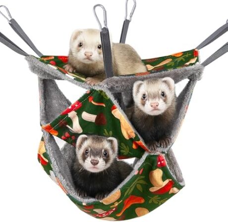 Glittme 3-Layer Ferret Hammock Soft Guinea Pig Hammock Washable Rat Hammock Hamster Cage Accessories Cozy Ferret Bed Toys for Small Animals Pet Sugar Glider