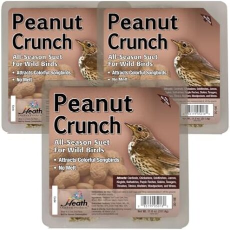 Heath Outdoor Products Peanut Crunch Suet Cakes Sample Pack, Contains 3 Suet Cakes, Try It, Your Birds Will Love it, for Woodpeckers, Cardinals, Siskins, Sparrows, Finchs & Many More Wild Bird Species