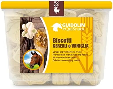 Horse Natural Treats with Superfoods and Real Fruit Pieces, No Sugar Added, Handmade in Italy - 1,54 LB (Vanilla and Cereals)