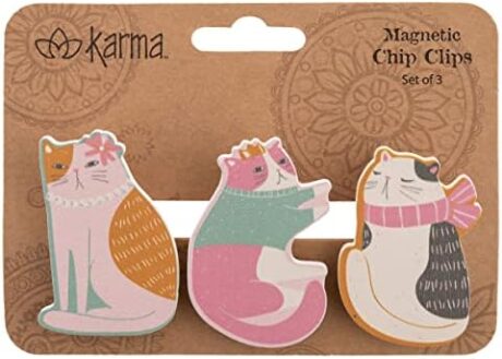 Karma Magnetic Shaped Chip Clips - Colorful and Fun Potato Chip Bag Clips - One Size, Cat