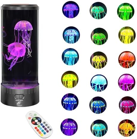 Lightahead Large Round LED Jellyfish Lamp – 18 LEDs with Vibrant Color-Changing Effects – The Ultimate Sensory Fake Aquarium for Decoration, Autism, ADHD, Stress & Anxiety Relief – Ideal Gift (Large)