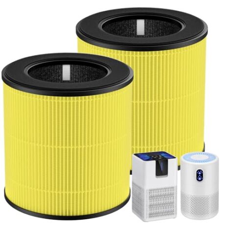 M05 B-D02L Pet Care Replacement Filter Compatible with MOOKA M05/ B-D02L, for KOIOS B-D02L, for VEWIOR B-D02U Air Purifi-ers, HEPA and Activated Carbon Filter, 2 Pack, Yellow