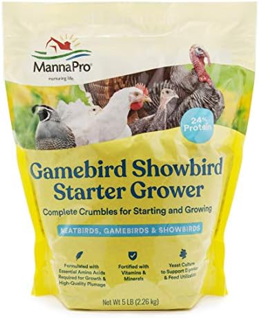 Manna Pro Gamebird & Showbird Crumbles – Premium Poultry Feed for Chickens, Ducks, Gamebirds, Turkeys & Bantams – Fortified with Vitamins & Minerals – Healthy Complete Diet – 5 lb Bag