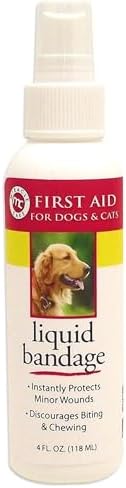 Miracle Care First Aid Liquid Bandage Spray for Dogs and Cats, 4 Ounce, Instantly Protects Minor Wounds and Discourages Licking