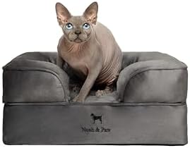 NOAH & PAW Small Dog Bed, 20x15x8 Inch, Cat Bed for Indoor Cats, Orthopedic Eggshell Memory Foam Infused with Cooling Gel, Waterproof Inner Cover Machine Washable (Velvet Collection)