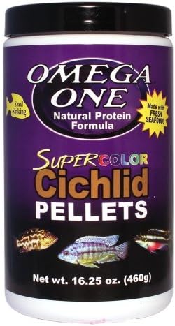 Omega One Super Color Sinking Cichlid Pellets, 2mm Small Pellets, 16.25 oz