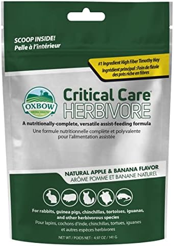 Oxbow Critical Care Herbivore, Emergency Guinea Pig Food, Rabbit Food for Recovery, Natural Apple Banana Flavor, Veterinary Formula, Critical Care for Guinea Pig Emergency Kit, Made in USA, 141 Grams