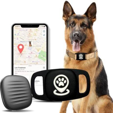 Pet Tracker for Dog Tracker Smart Pet Location Tracker with Holder, Smart Item Finder, MFi Certificated, Dog Tracking Device, No Monthly Fee, Works with Find My (iOS Only), Black