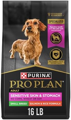 Purina Pro Plan Sensitive Skin and Stomach Dog Food Small Breed, Adult Salmon & Rice Formula - 16 lb. Bag