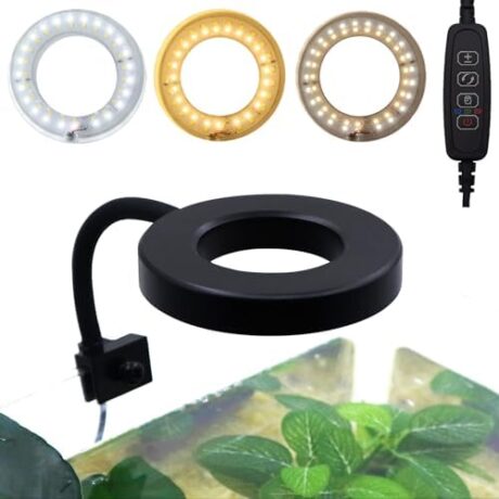 Upgraded Aquarium Light with Timer Clip On Fish Tank LED Light Small USB Light Dimmer Multi-Color White+Warm Yellow+Yellow 1 to 5 Gal (Adapter NOT Included)