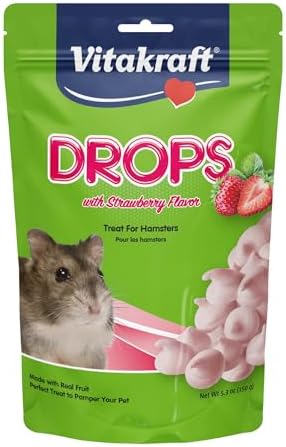 Vitakraft Drops Hamster Treat - Strawberry - Yogurt Treats for Hamsters Pink 5.3 Ounce (Pack of 1)