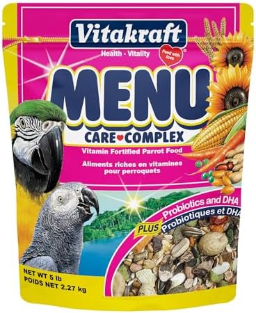 Vitakraft Menu Premium Parrot Food - Vitamin-Fortified - Macaw, Amazon, Conure, and Parrot Food for Large Birds