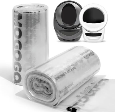 Waste Bags, Compatible with Litter Robot 4 & 3, 50 Pack Liners for Self Cleaning Litter Box, 9-11 Gallon Capacity, Pre-Separated, Transparent, Replacement Cat Litter Bags