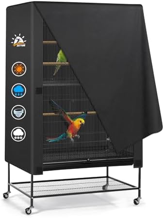 Zettum Bird Cage Cover - 600D Bird Cage Covers for Night Heavy Duty & Waterproof, Fade-Resistant Pet Bird Cage Cover Accessory for Parakeet, Parrot, Cockatiel and More Finches - 38 x 24 x 48 Inch