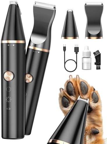 oneisall 2 Speed Cat Clippers with Double Blades, Rechargeable Cordless Small Cat Paw Trimmer, Low Noise for Trimming Dog's Hair Around Paws, Eyes, Ears, Face, Rump (Black)