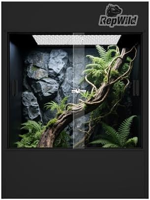 33 Gallon PVC Tall Reptile Tank/Terrarium, RepWild 18" x 18" x 24" Arboreal Reptile Habitat Enclosure with Sliding Door & Heavy-Duty Screen for Amphibians, Crested Gecko Lizard Chameleon