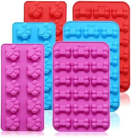 6PCS Silicone Molds Puppy Dog Paw and Bone, Elegant Chocolate Molds for Baking, Non-Stick gummy molds, Dog Treat Molds, Used for Chocolate, Candy,Pudding, Jelly,Ice Cube,Biscuits,Dog Treat by AOULELA