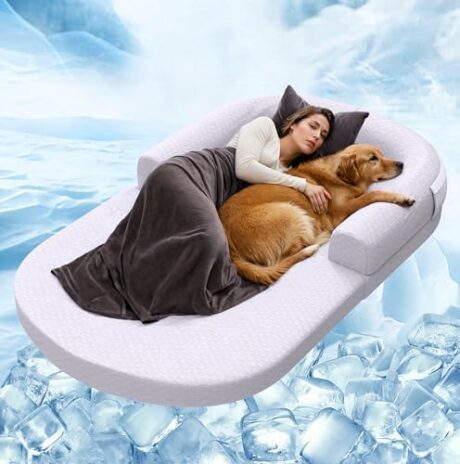71 x 43 Inch Large Cooling Human Dog Bed for Dogs, Orthopedic Dog Bed for Big Dogs, Combined Floor Bed & Floor Sofa Couch for Adults and Kids, Machine Washable, Pet Safety Material