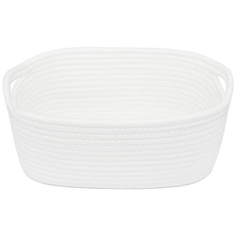 ABenkle Small White Basket, Soft Woven Storage Bins Baskets for Dog and Cat Toys Organizer, Decorative Shelves Closet Organizing Baskets Chest Box, Empty Gift Basket