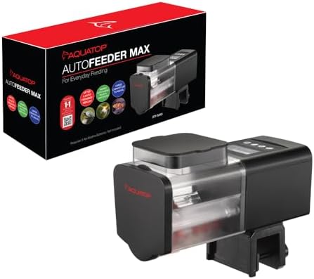 AQUATOP Programmable Fish Feeder – 1-4 Feedings Per Day, Holds 450ml – Versatile Automatic Feeder for Convenient, Consistent Fish Feeding